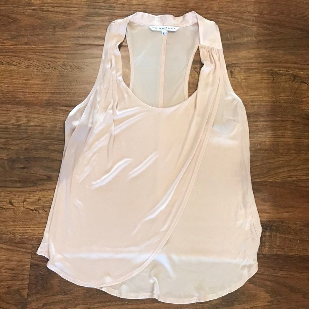 Trina Turk blush racer back silk Tank Top